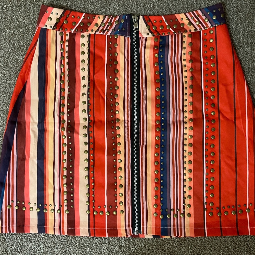 Multicolored Mini Skirt (Western Skirt/ Serape Design) with Zipper- SM